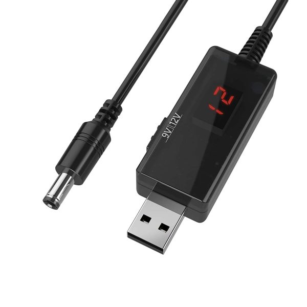 کابل USB افزاینده ولتاژ DC با خروجی ۹ و ۱۲ ولت و نمایشگر