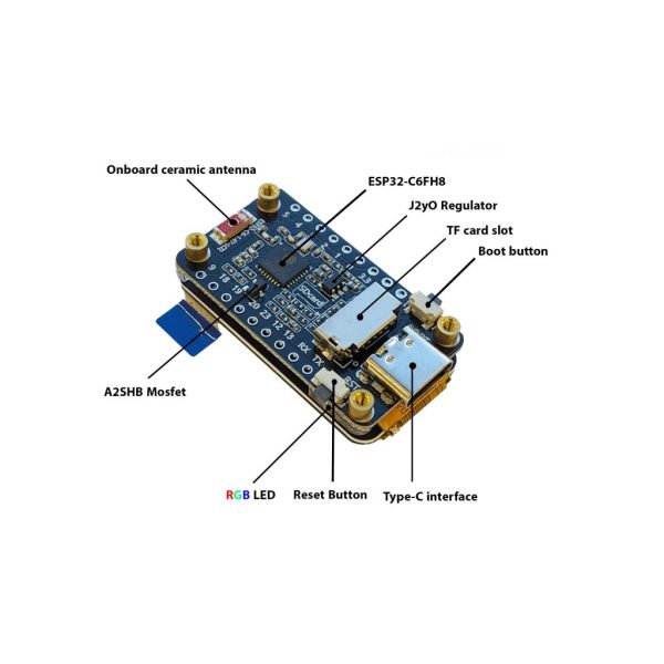 برد توسعه ESP32 C6 با نمایشگر LCD 1.47 inch و RGB
