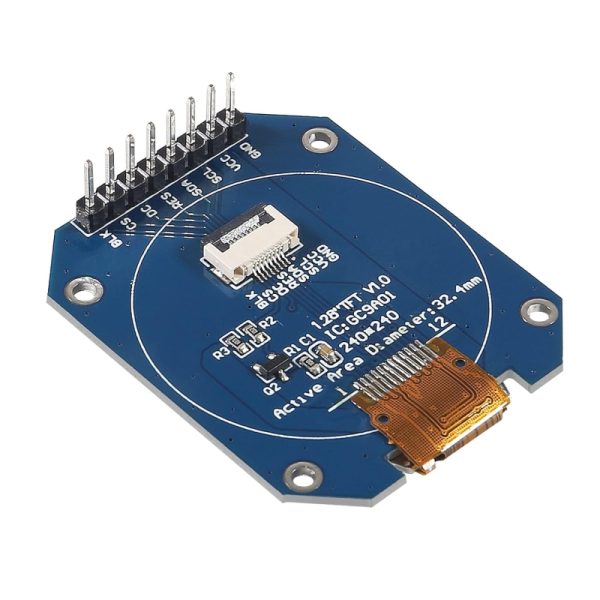 نمایشگر TFT فول کالر 1.28 اینچ گرد SPI با درایور GC9A01
